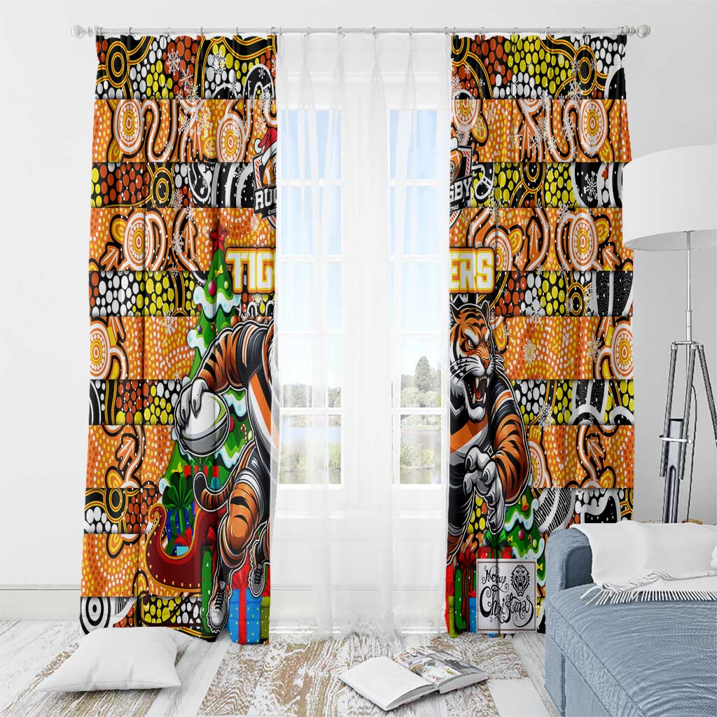 Tigers Rugby Merry Christmas Window Curtain Indigenous Australian Art
