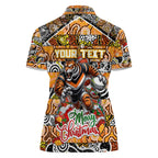 Custom Tigers Rugby Merry Christmas Women Polo Shirt Indigenous Australian Art
