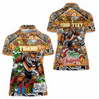 Custom Tigers Rugby Merry Christmas Women Polo Shirt Indigenous Australian Art