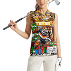 Custom Tigers Rugby Merry Christmas Women Sleeveless Polo Shirt Indigenous Australian Art