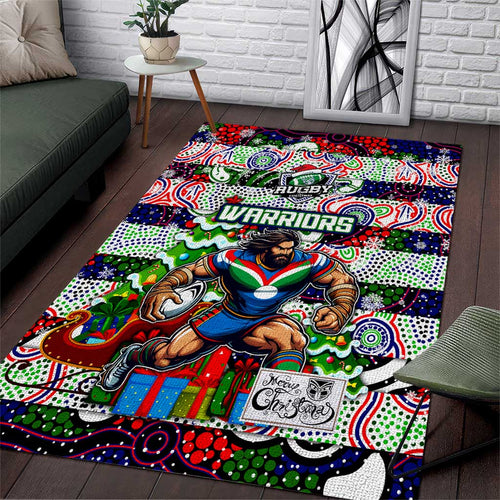 New Zealand Warriors Rugby Merry Christmas Area Rug Indigenous Australian Art