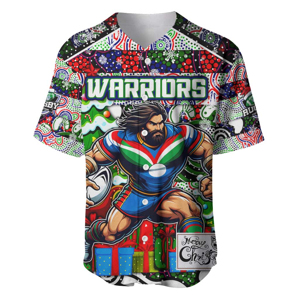 Custom New Zealand Warriors Rugby Merry Christmas Baseball Jersey Indigenous Australian Art