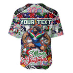Custom New Zealand Warriors Rugby Merry Christmas Baseball Jersey Indigenous Australian Art