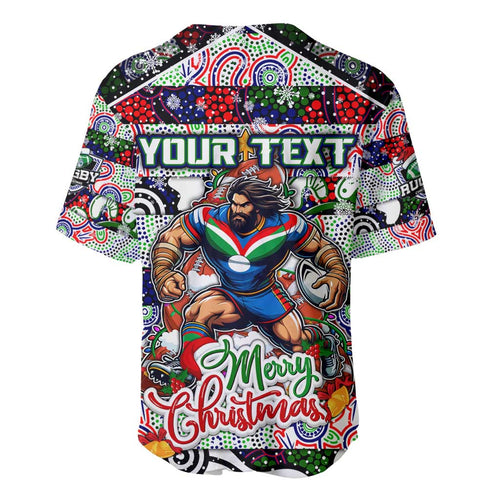Custom New Zealand Warriors Rugby Merry Christmas Baseball Jersey Indigenous Australian Art