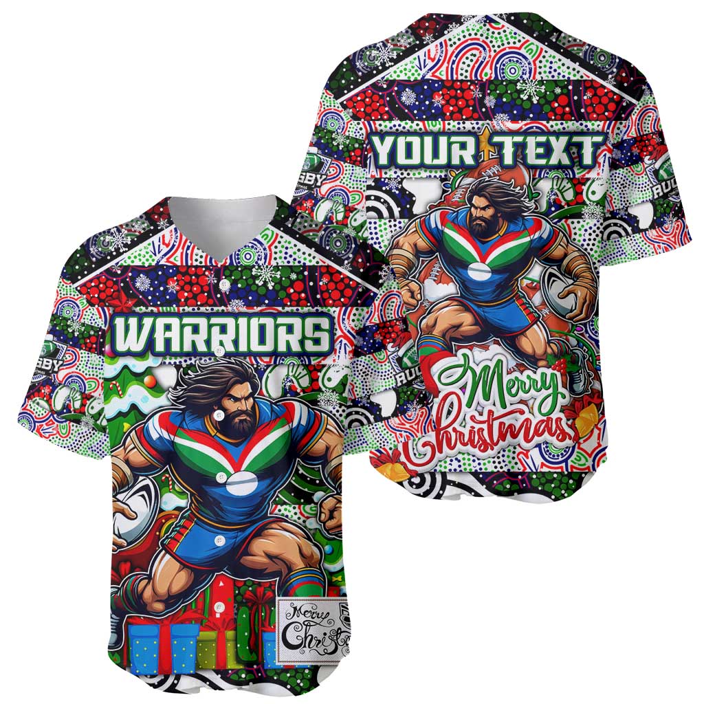 Custom New Zealand Warriors Rugby Merry Christmas Baseball Jersey Indigenous Australian Art