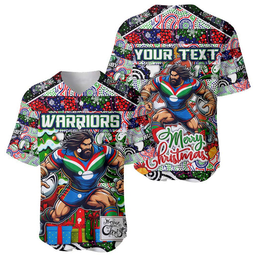 Custom New Zealand Warriors Rugby Merry Christmas Baseball Jersey Indigenous Australian Art