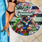 New Zealand Warriors Rugby Merry Christmas Beach Blanket Indigenous Australian Art