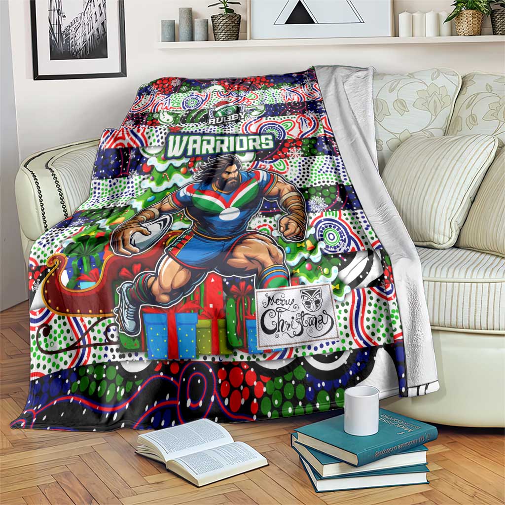 New Zealand Warriors Rugby Merry Christmas Blanket Indigenous Australian Art
