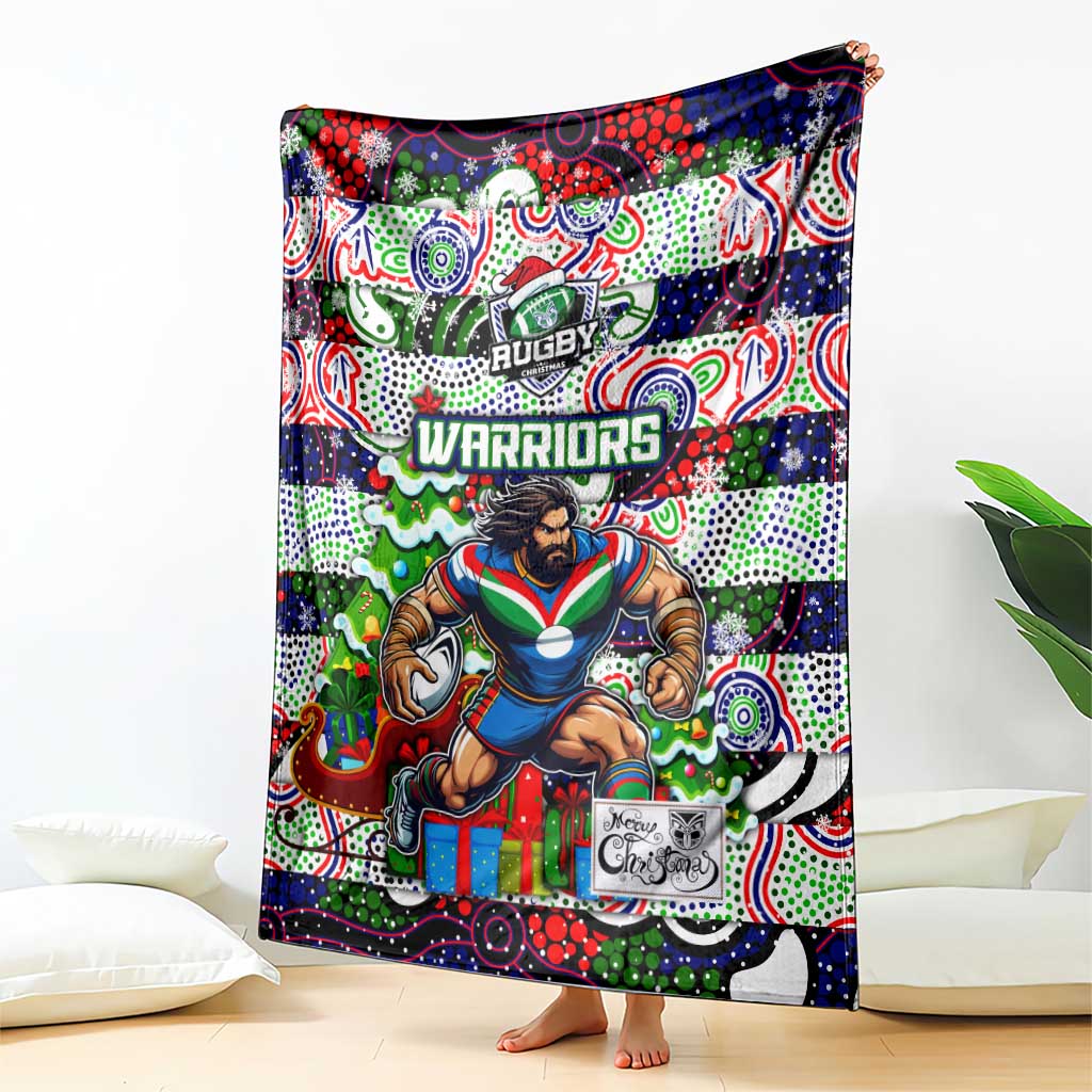 New Zealand Warriors Rugby Merry Christmas Blanket Indigenous Australian Art