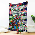New Zealand Warriors Rugby Merry Christmas Blanket Indigenous Australian Art