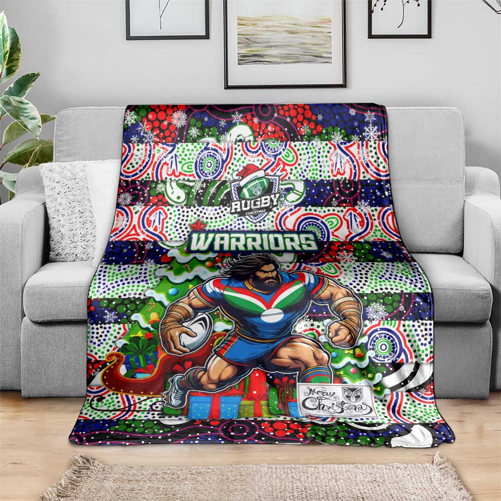 New Zealand Warriors Rugby Merry Christmas Blanket Indigenous Australian Art