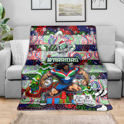 New Zealand Warriors Rugby Merry Christmas Blanket Indigenous Australian Art
