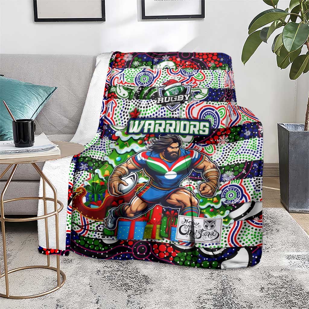 New Zealand Warriors Rugby Merry Christmas Blanket Indigenous Australian Art