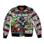 Custom New Zealand Warriors Rugby Merry Christmas Bomber Jacket Indigenous Australian Art