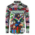 Custom New Zealand Warriors Rugby Merry Christmas Button Sweatshirt Indigenous Australian Art
