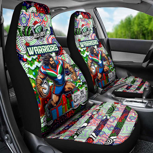 New Zealand Warriors Rugby Merry Christmas Car Seat Cover Indigenous Australian Art