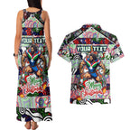 Custom New Zealand Warriors Rugby Merry Christmas Couples Matching Tank Maxi Dress and Hawaiian Shirt Indigenous Australian Art