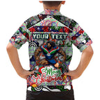 Custom New Zealand Warriors Rugby Merry Christmas Family Matching Mermaid Dress and Hawaiian Shirt Indigenous Australian Art