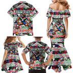 Custom New Zealand Warriors Rugby Merry Christmas Family Matching Mermaid Dress and Hawaiian Shirt Indigenous Australian Art