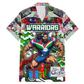 Custom New Zealand Warriors Rugby Merry Christmas Family Matching Mermaid Dress and Hawaiian Shirt Indigenous Australian Art