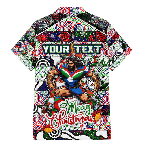 Custom New Zealand Warriors Rugby Merry Christmas Family Matching Mermaid Dress and Hawaiian Shirt Indigenous Australian Art
