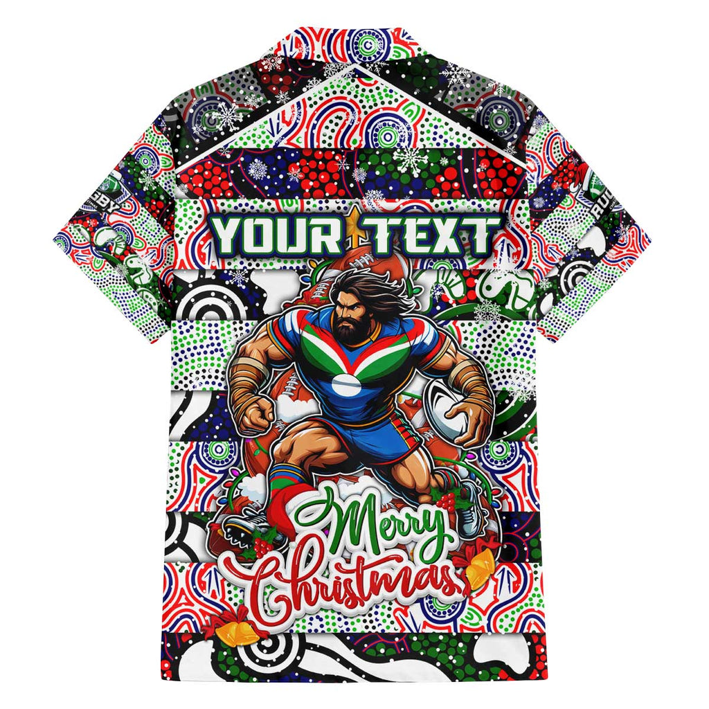 Custom New Zealand Warriors Rugby Merry Christmas Family Matching Off The Shoulder Long Sleeve Dress and Hawaiian Shirt Indigenous Australian Art
