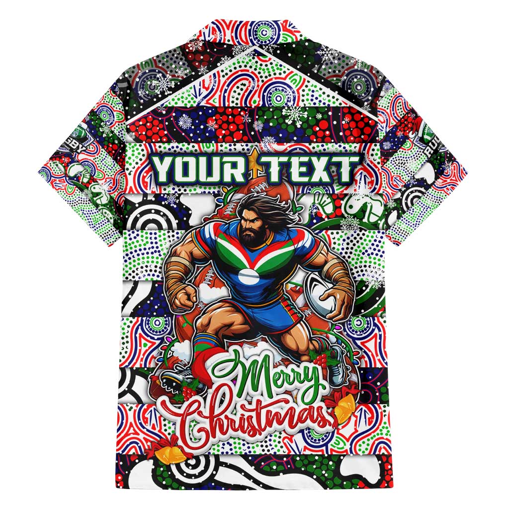 Custom New Zealand Warriors Rugby Merry Christmas Family Matching Off Shoulder Short Dress and Hawaiian Shirt Indigenous Australian Art