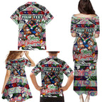Custom New Zealand Warriors Rugby Merry Christmas Family Matching Puletasi and Hawaiian Shirt Indigenous Australian Art