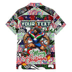 Custom New Zealand Warriors Rugby Merry Christmas Family Matching Puletasi and Hawaiian Shirt Indigenous Australian Art