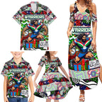 Custom New Zealand Warriors Rugby Merry Christmas Family Matching Summer Maxi Dress and Hawaiian Shirt Indigenous Australian Art