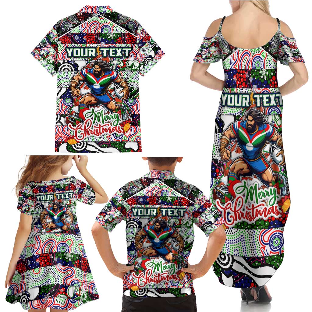 Custom New Zealand Warriors Rugby Merry Christmas Family Matching Summer Maxi Dress and Hawaiian Shirt Indigenous Australian Art
