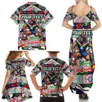 Custom New Zealand Warriors Rugby Merry Christmas Family Matching Summer Maxi Dress and Hawaiian Shirt Indigenous Australian Art