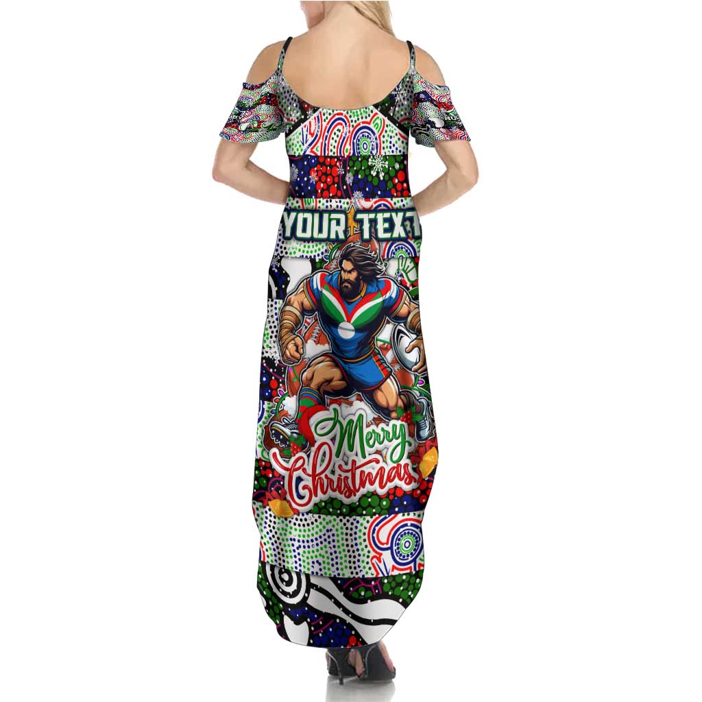 Custom New Zealand Warriors Rugby Merry Christmas Family Matching Summer Maxi Dress and Hawaiian Shirt Indigenous Australian Art