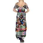 Custom New Zealand Warriors Rugby Merry Christmas Family Matching Summer Maxi Dress and Hawaiian Shirt Indigenous Australian Art