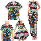 Custom New Zealand Warriors Rugby Merry Christmas Family Matching Tank Maxi Dress and Hawaiian Shirt Indigenous Australian Art