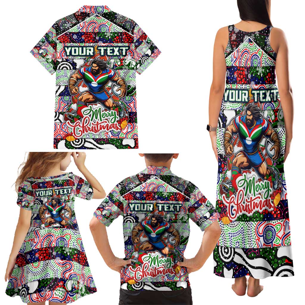 Custom New Zealand Warriors Rugby Merry Christmas Family Matching Tank Maxi Dress and Hawaiian Shirt Indigenous Australian Art