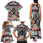 Custom New Zealand Warriors Rugby Merry Christmas Family Matching Tank Maxi Dress and Hawaiian Shirt Indigenous Australian Art