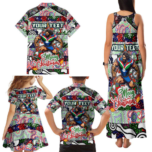 Custom New Zealand Warriors Rugby Merry Christmas Family Matching Tank Maxi Dress and Hawaiian Shirt Indigenous Australian Art