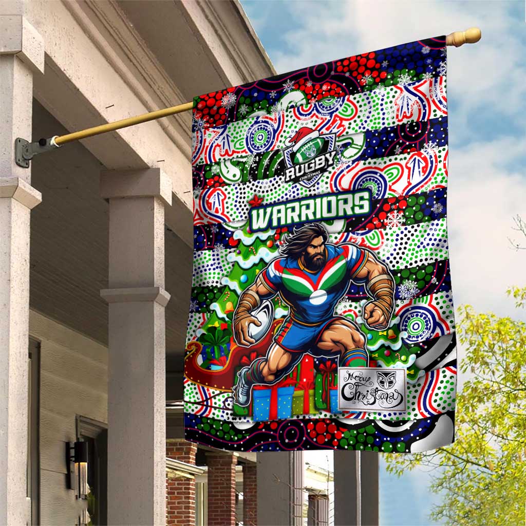 New Zealand Warriors Rugby Merry Christmas Garden Flag Indigenous Australian Art