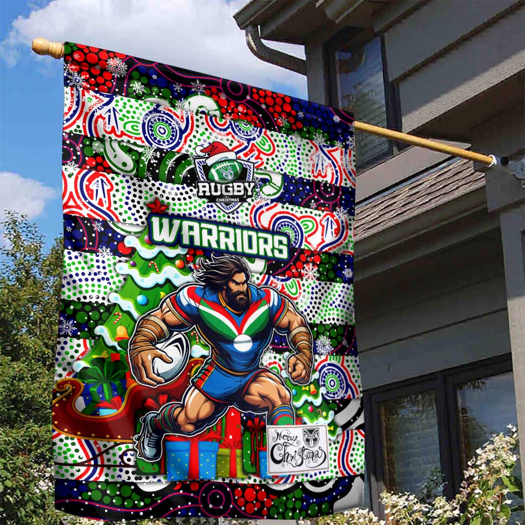New Zealand Warriors Rugby Merry Christmas Garden Flag Indigenous Australian Art