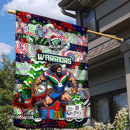 New Zealand Warriors Rugby Merry Christmas Garden Flag Indigenous Australian Art