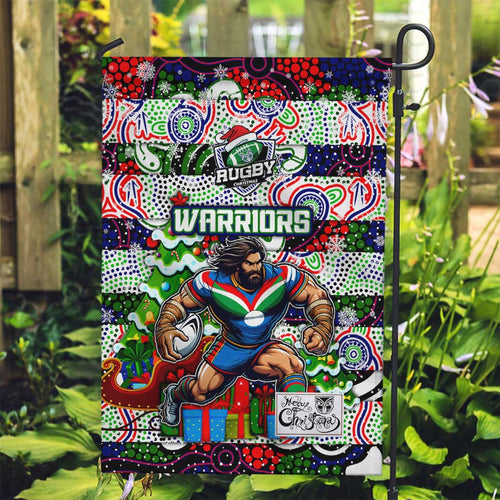 New Zealand Warriors Rugby Merry Christmas Garden Flag Indigenous Australian Art
