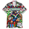 Custom New Zealand Warriors Rugby Merry Christmas Hawaiian Shirt Indigenous Australian Art