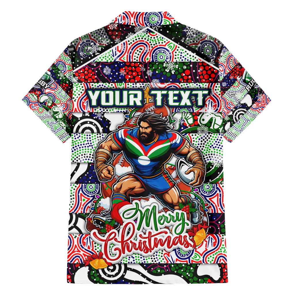 Custom New Zealand Warriors Rugby Merry Christmas Hawaiian Shirt Indigenous Australian Art