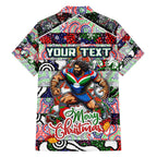 Custom New Zealand Warriors Rugby Merry Christmas Hawaiian Shirt Indigenous Australian Art