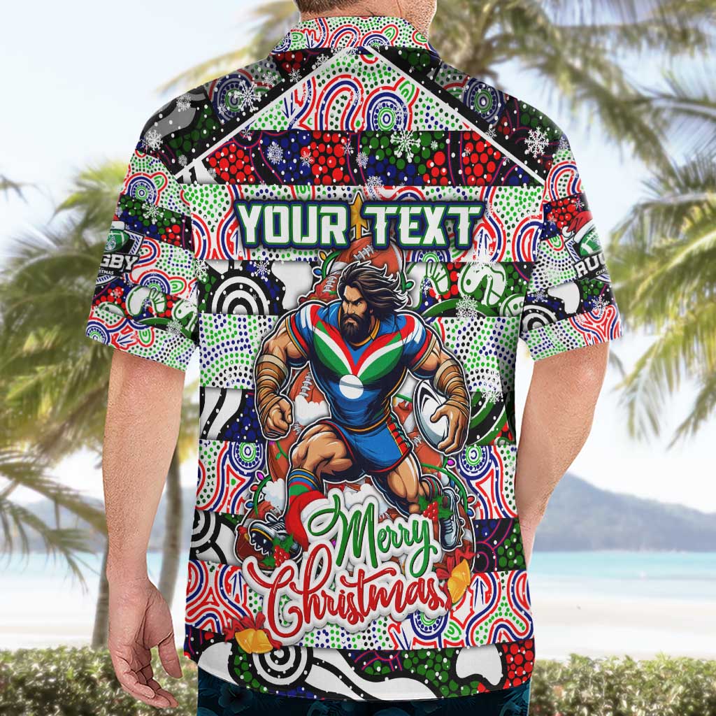 Custom New Zealand Warriors Rugby Merry Christmas Hawaiian Shirt Indigenous Australian Art