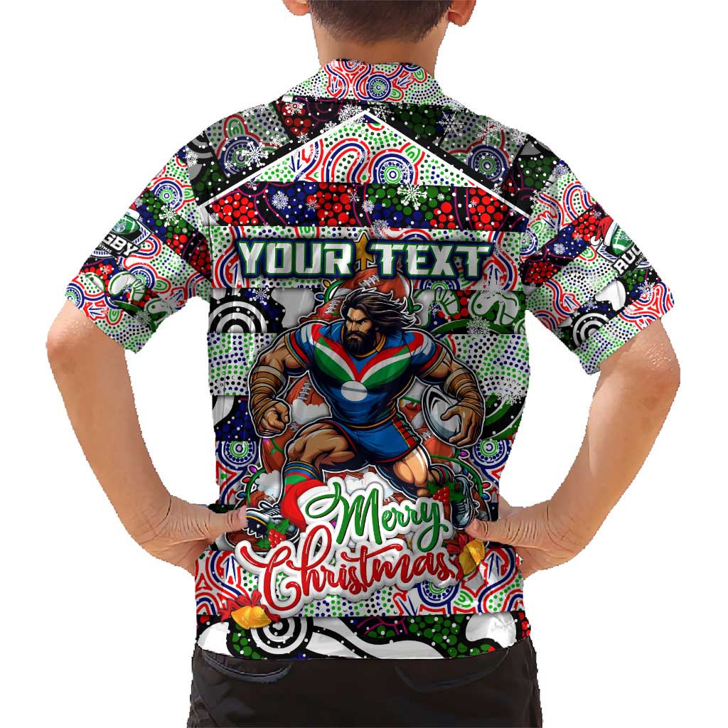 Custom New Zealand Warriors Rugby Merry Christmas Hawaiian Shirt Indigenous Australian Art