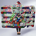 New Zealand Warriors Rugby Merry Christmas Hooded Blanket Indigenous Australian Art