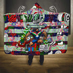 New Zealand Warriors Rugby Merry Christmas Hooded Blanket Indigenous Australian Art