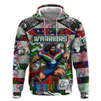 Custom New Zealand Warriors Rugby Merry Christmas Hoodie Indigenous Australian Art